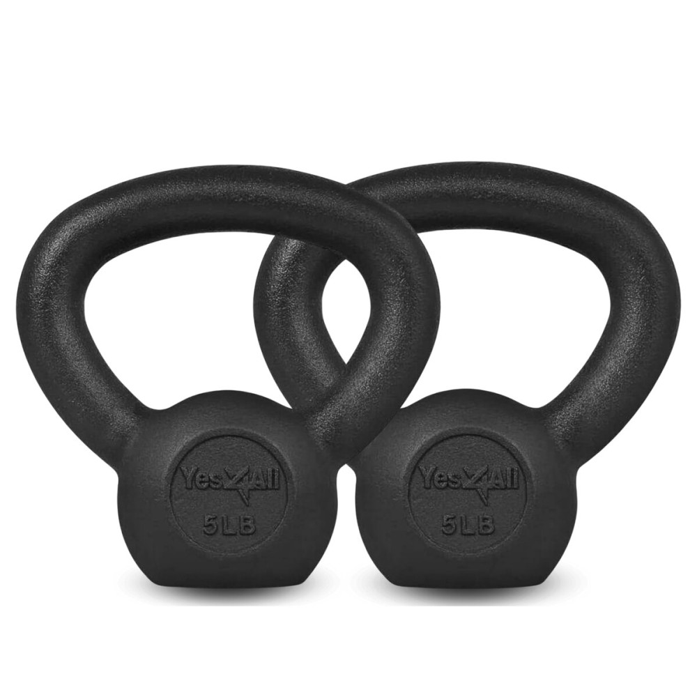 Yes4All 5lb Kettlebell Set of 2 Cast Iron for Dumbbell Weights Exercises, Gym, Fitness, Full Body Workout Equipment Push up, Grip and Strength Training