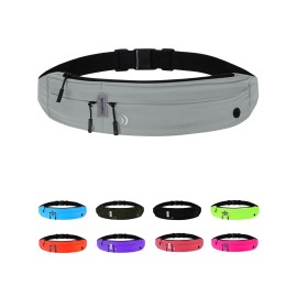 WATERFLY Running Belt Fanny Pack: Runner Marathon Jogging Waist Pack Sport Workout Exercise Fitness Phone Holder Belt for Men Women Jogger Slim Waistband Black