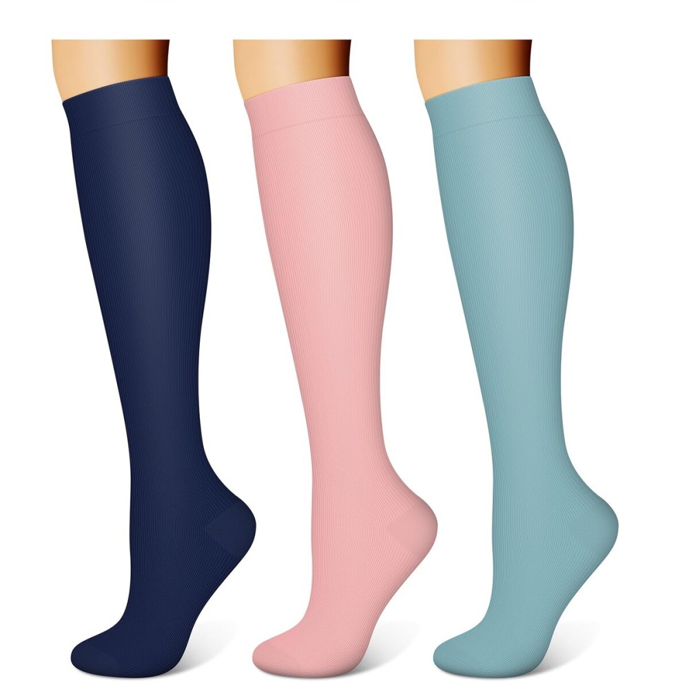 WITHYOU 3 Pairs Compression Socks for Women & Men 15-20 mmHg,Best Support for Nurses Running Hiking
