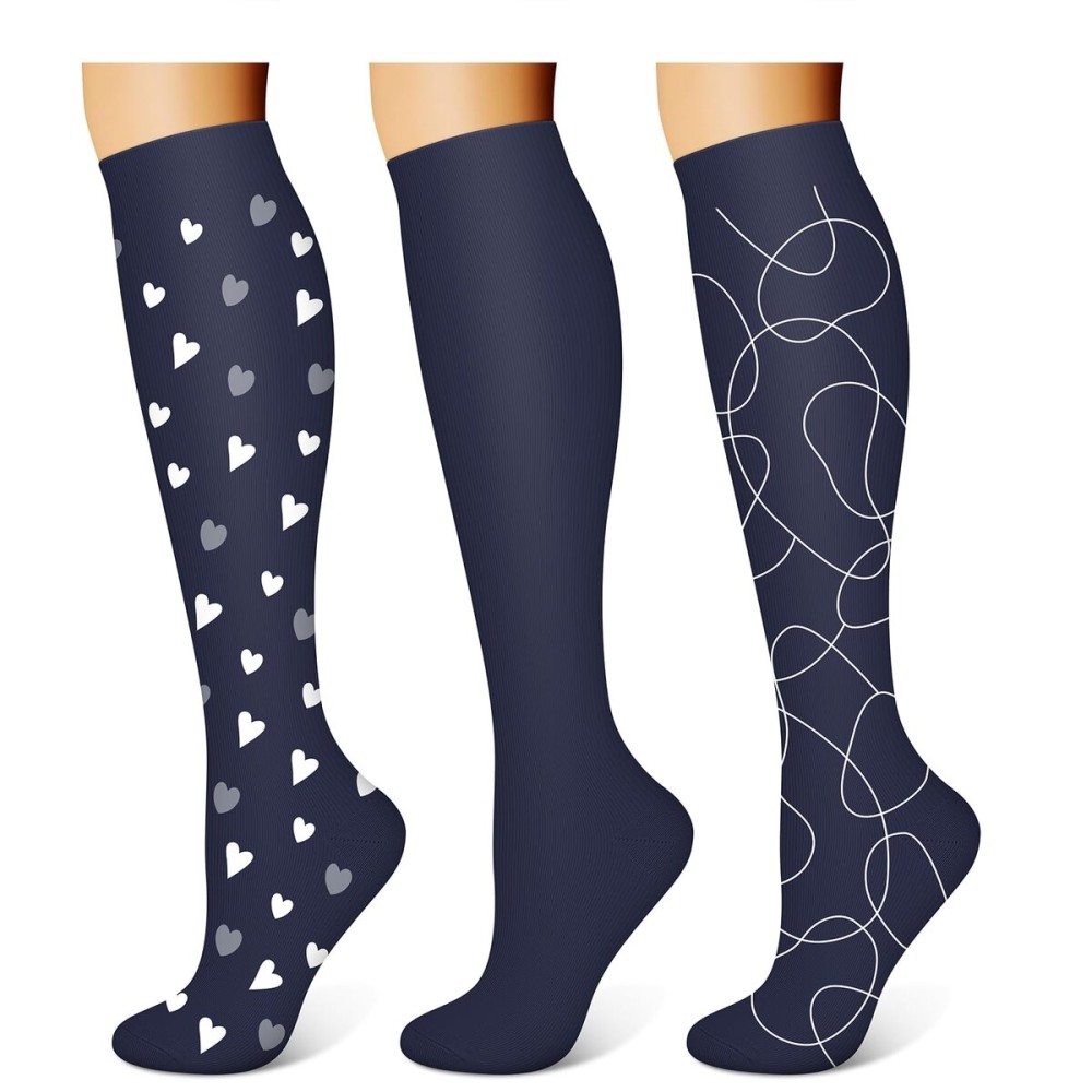 WITHYOU 3 Pairs Compression Socks for Women & Men 15-20 mmHg,Best Support for Nurses Running Hiking