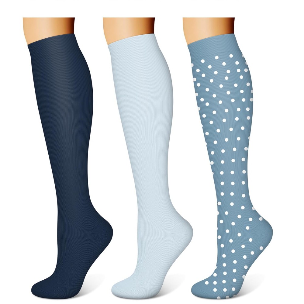 WITHYOU 3 Pairs Compression Socks for Women & Men 15-20 mmHg,Best Support for Nurses Running Hiking