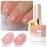 Double Rhythm Translucent Gel Polish Sheer Neutral Natural Light Milky Same Color Same Bottle 15ML Jelly Nail Polish Nail Art DIY at Home (Pink Clear-A1323)