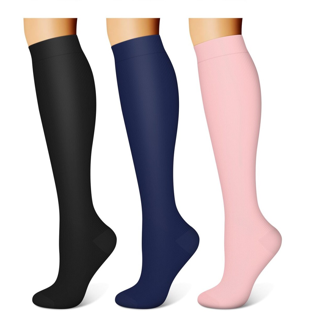 WITHYOU 3 Pairs Compression Socks for Women & Men 15-20 mmHg,Best Support for Nurses Running Hiking