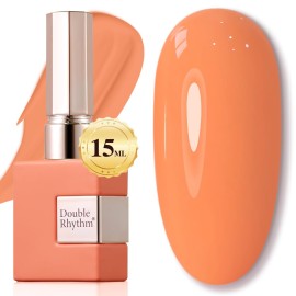 Double Rhythm 15ML Gel Polish Pure Sheer Same Color Same Bottle Soak Off Gel Polish Nail Art Manicure Salon DIY at Home for Women (Milky Orange-A1394)