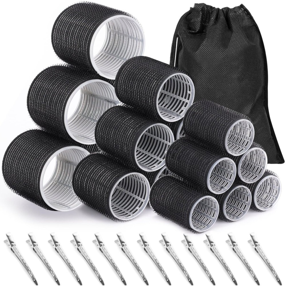 Rollers Hair Curlers 30Pcs Set with 3 Sizes (6 Large, 6 Medium, 6 Small) and 12 Clips, Storage Bag for Long, Medium, Short Hair Volume