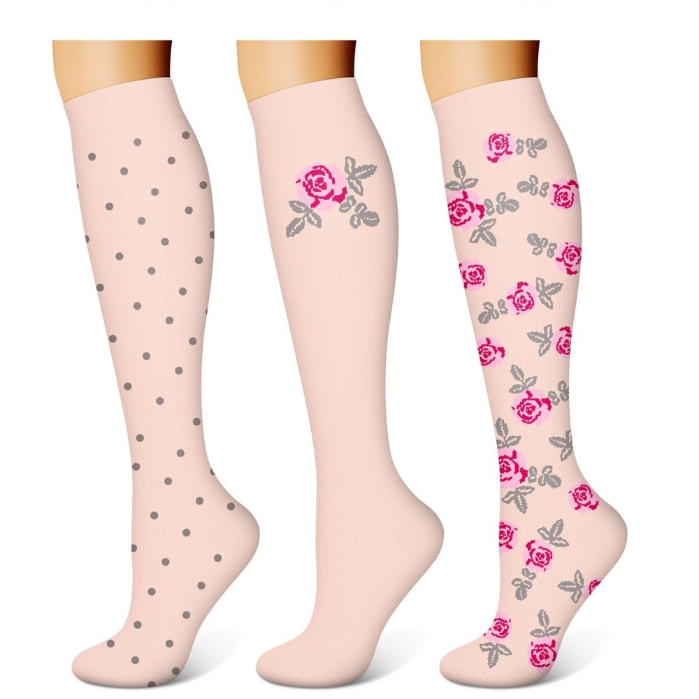 WITHYOU 3 Pairs Compression Socks for Women & Men 15-20 mmHg,Best Support for Nurses Running Hiking