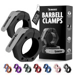 DMoose Fitness Barbell Clips 2 (Pair) - Quick Release Olympic Barbell Clamps with Anti Slip TPR Lining - Barbell Collars for Secure Weightlifting & Powerlifting (Black & Gray - Non Magnetic)