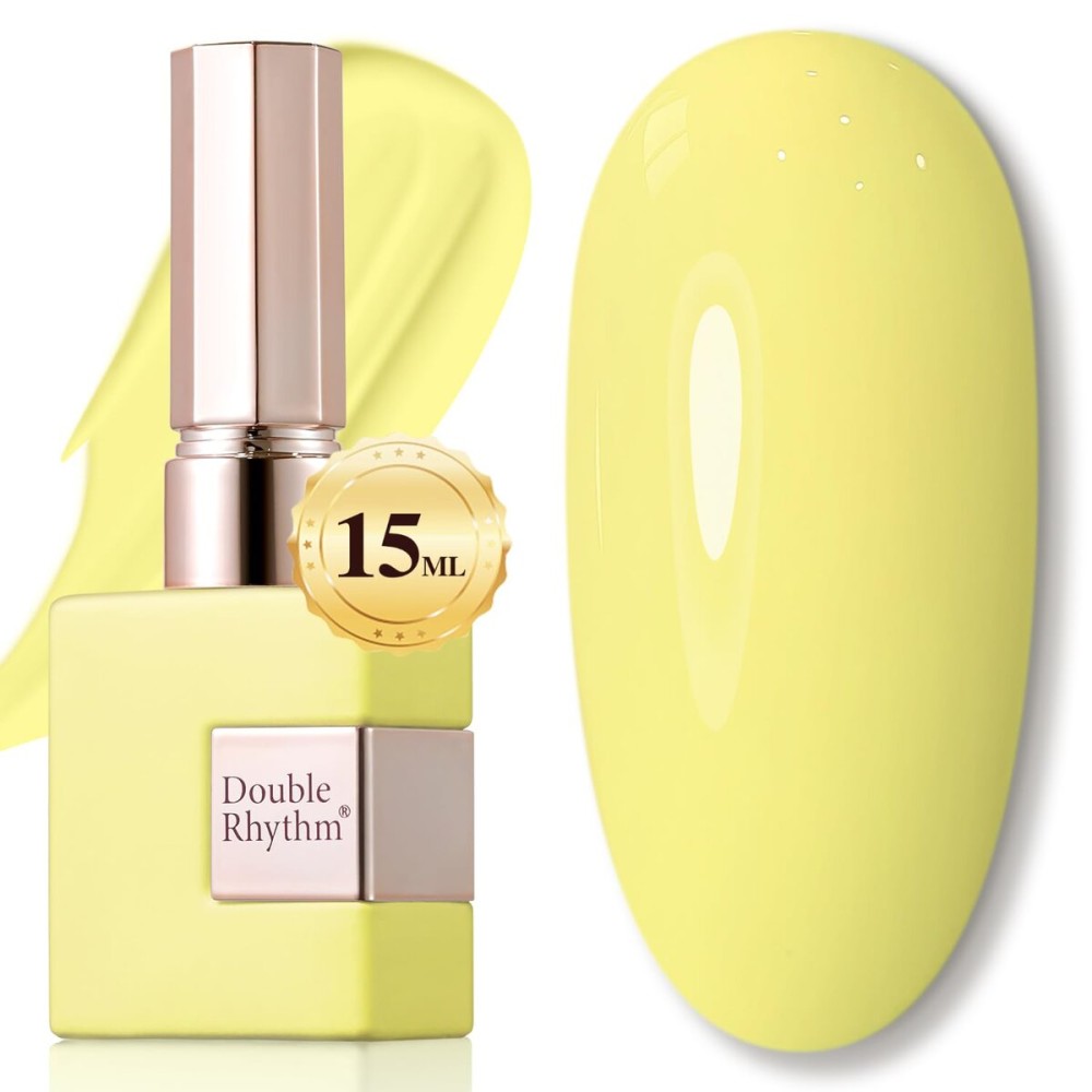 Double Rhythm 15ML Gel Nail Polish Pure Sheer Same Color Same Bottle Soak Off Gel Polish Art Manicure Salon DIY at Home for Women (Light Yellow-A1395)