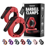 DMoose Fitness Barbell Clips 2 (Pair) - Quick Release Olympic Barbell Clamps with Anti Slip TPR Lining - Barbell Collars for Secure Weightlifting & Powerlifting, Weight Clips (Red & Black - Magnetic)