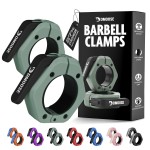 DMoose Fitness Barbell Clips 2 (Pair) - Quick Release Olympic Barbell Clamps with Anti Slip TPR Lining - Barbell Collars for Secure Weightlifting (Ranger Green & Black - Magnetic)