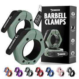 DMoose Fitness Barbell Clips 2 (Pair) - Quick Release Olympic Barbell Clamps with Anti Slip TPR Lining - Barbell Collars for Secure Weightlifting (Ranger Green & Black - Magnetic)