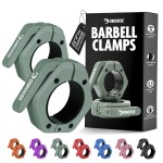 DMoose Fitness Barbell Clips 2 (Pair) - Quick Release Olympic Barbell Clamps with Anti Slip TPR Lining - Barbell Collars for Secure Weightlifting & Powerlifting (Ranger Green - Non Magnetic)