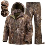 NEW VIEW Camo Hunting Clothes for Men, Quiet Warm Fleece Lining, Cold Weather Deer Hunting Jacket and Pants with Face Mask