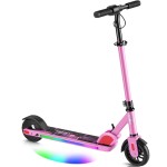 Caroma Electric Scooter for Kids Ages 8-12, 150W Foldable Kids Electric Scooter, Max 7 Miles & 10 Mph, LED Display, Colorful Lights, Adjustable Height, Lightweight Electric Scooter for Kids Teens