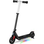 Caroma Electric Scooter for Kids Ages 6-8, Kick-Start Boost Kids Scooters for Boys/Girls, Max 6 Miles & 10 MPH, Electric Kick Scooter with Adjustable Height & Deck Lights, 120W