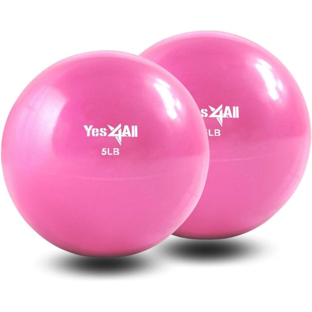 Yes4All Soft Weighted Toning Ball Smooth, 5lb Pair (5lb x2) - Pink