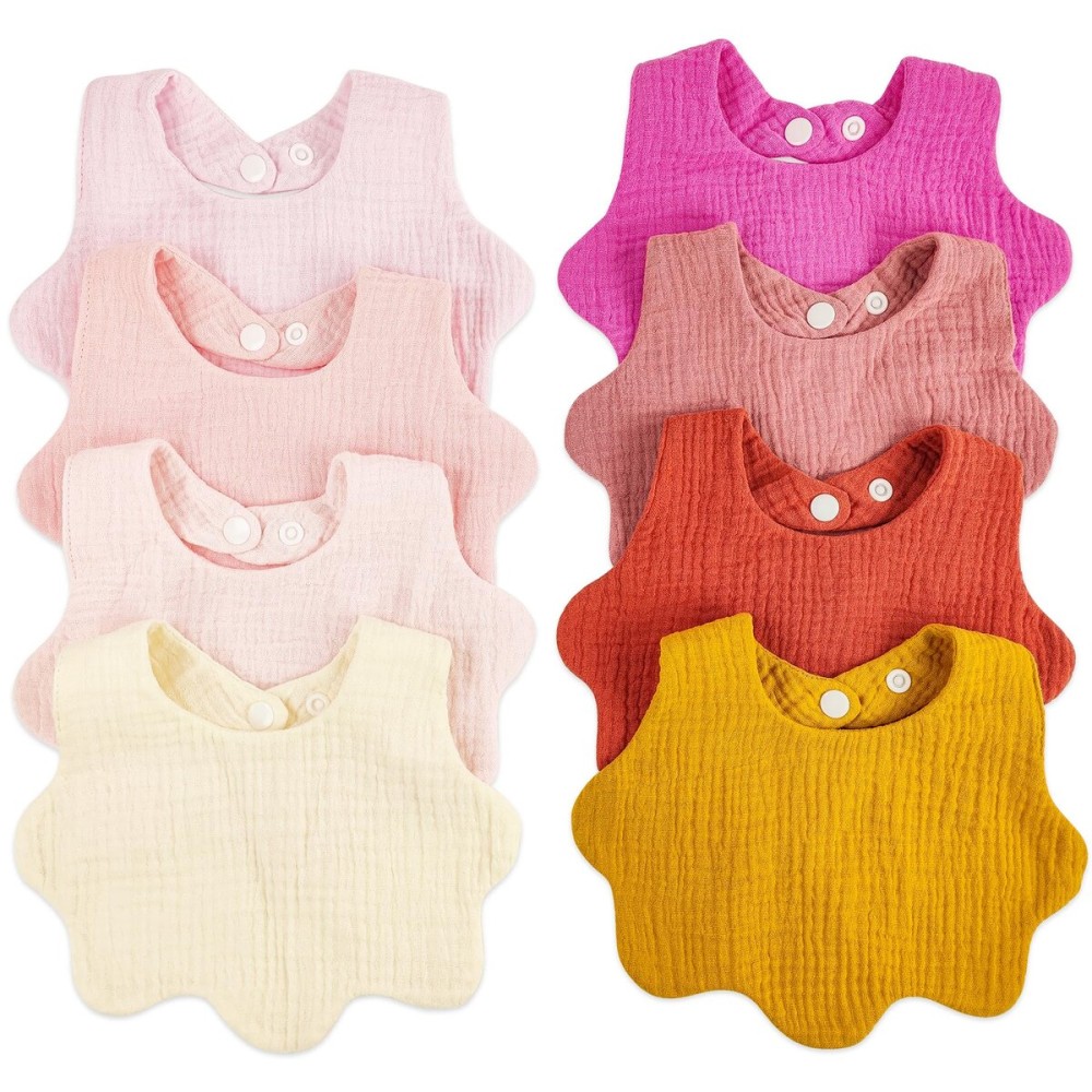 DOSMINE Muslin Baby Bibs for Drooling and Teething Newborn Drool Bibs for Baby Girl Boy (Rose)