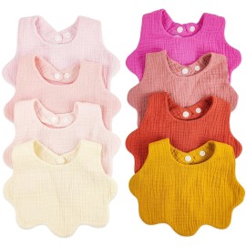 DOSMINE Muslin Baby Bibs for Drooling and Teething Newborn Drool Bibs for Baby Girl Boy (Rose)