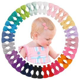 CLLOT Baby Hair Clips 40PCS Fully Lined Tiny 2 Hair Bows Alligator Clips for Infants and Toddlers in Pairs