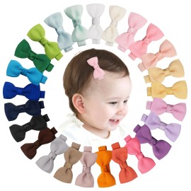 CLLOT Baby Girls Hair Clips 25PCS Fully Lined Tiny 2 Hair Bows Alligator Clips for Infants Toddlers