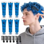 Byhoo Blue Temporary Hair Dye for Kids, Cream Formula, 6 Combs, Washable Hair Color for Dark & Light Hair for Girls Party Halloween Cosplay