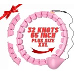 32 Knots Weighted Workout Hoop Plus Size, 65 inch Smart Weighted Hoop for Adults Weight Loss, 2 in 1 Fitness Exercise Hoop for Women and Abdominal Workout Hoop (Pink)