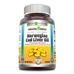 Amazing Omega Norwegian Cod Liver Oil 1250 Mg Softgels Supplement | Omega-3, EPA, DHA, Vitamin A, Vitamin D & Vitamin E (Orange | 60 Count)