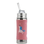 Pura Kiki 11oz/325ml Stainless Steel Straw Bottle w/Sleeve, 100% Plastic-Free, MadeSafe Certified, 100% Medical-Grade Silicone Straw for Kids, Toddlers, Preschoolers, Babies & Infant - New Unicorn