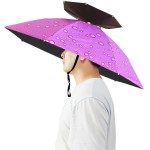 Bocampty Umbrella Hat, 37 inch Fishing Umbrella Hat Hands Free Foldable UV Protection Fishing Cap Adjustable Headwear for Fishing Golf Gardening Sunshade Outdoor Purple