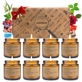 Candle Gift Set for Women - 8 Pack Scented Candles for Home,Long Lasting Soy Wax Amber Jar Candles, Aromatherapy Candle Set,Perfect Holiday & Christmas Gifts