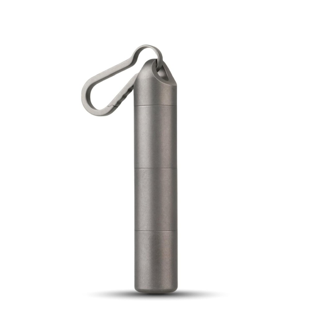 Imentha Titanium Keychain Pill Holder - Compact, Durable, and Waterproof 3-Compartment Small Pill Case - Portable and Versatile Medicine Container for Everyday Use and Travel (Titanium Grey)