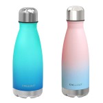 CHILLOUT LIFE Stainless Steel 2 Pack Water Bottle for Kids School: 12 oz Double Wall Insulated Cola Bottle Shape for Cold and Warm Drinks, 2 Set (Cotton Candy - Ocean Blue)