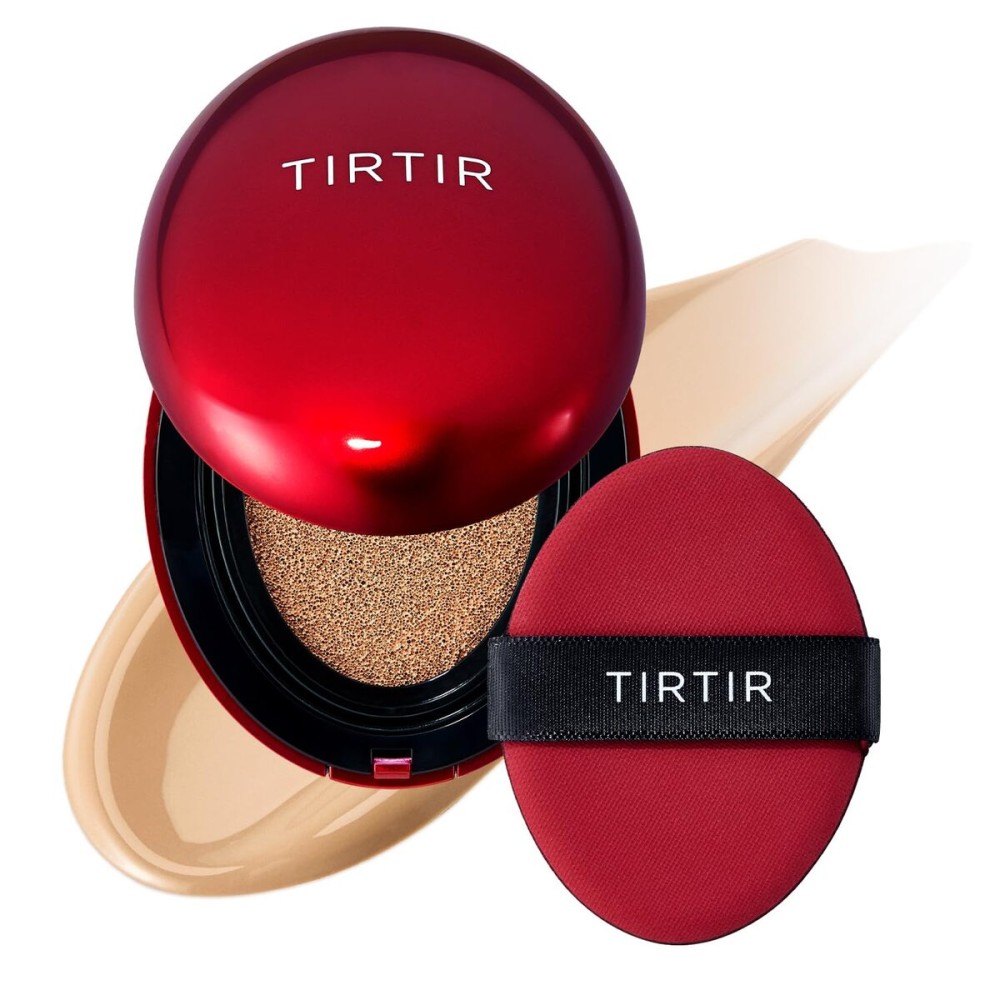 TIRTIR Mask Fit Red Cushion Foundation | Full coverage, Weightless, Skin fit, Satin Glow Finish, Korean Makeup BB Foundation, beauty, Tattoo cover up, Buildable (27N Camel, 0.63 Fl Oz)