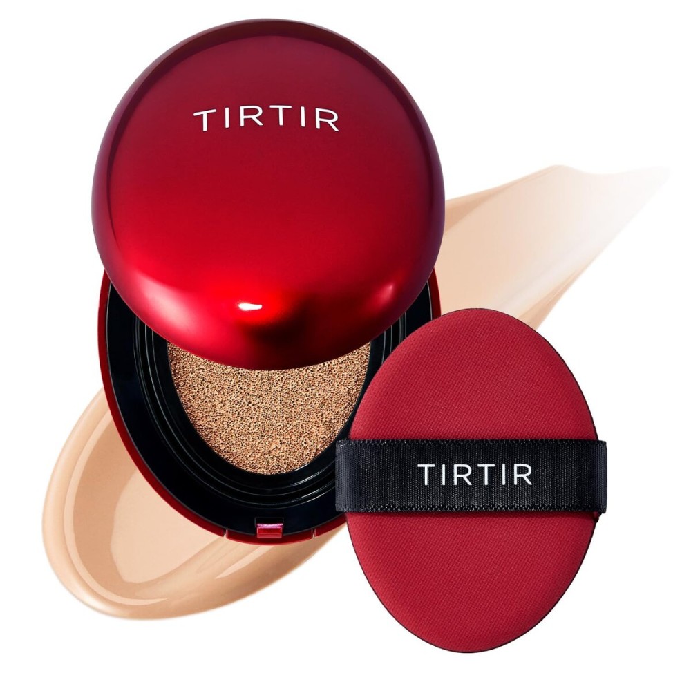 TIRTIR Mask Fit Red Cushion Foundation | Full coverage, Weightless, Skin fit, Satin Glow Finish, Korean Makeup BB Foundation, beauty, Tattoo cover up, Buildable (24N Latte, 0.63 Fl Oz)