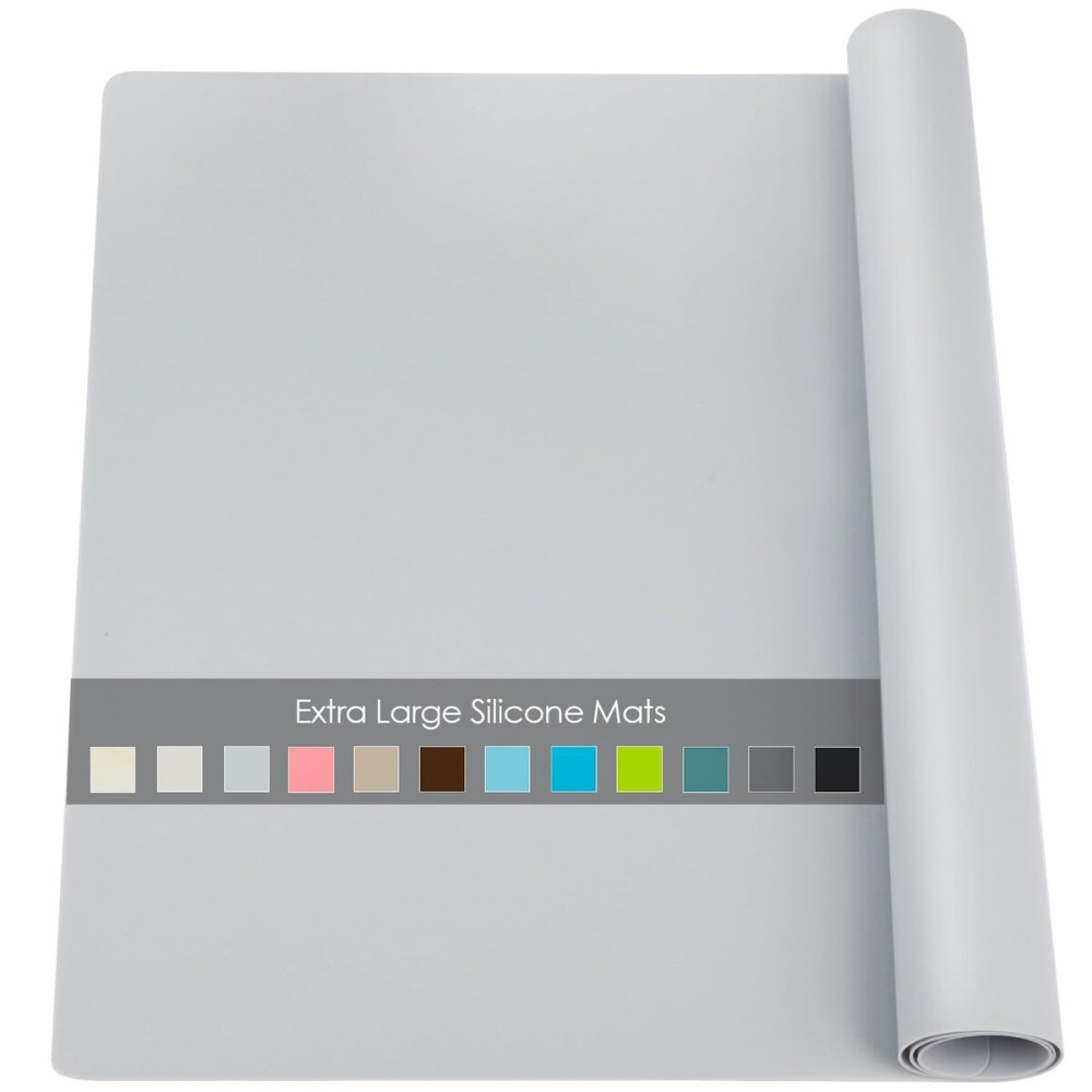 Extra Large Silicone Mat, 31.5x23.6 Large Silicone Placemats for Kids, Gray Large Silicone Sheet for Crafts Heat Resistant Mat for Kitchen Counter, Non-Stick Silicone Table Mat for Dough and Pastry