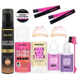 Dolahair Lace Glue Kit - Complete Set with Lace Tint Mousse, Wig Installation & Melting Spray(Medium Brown)