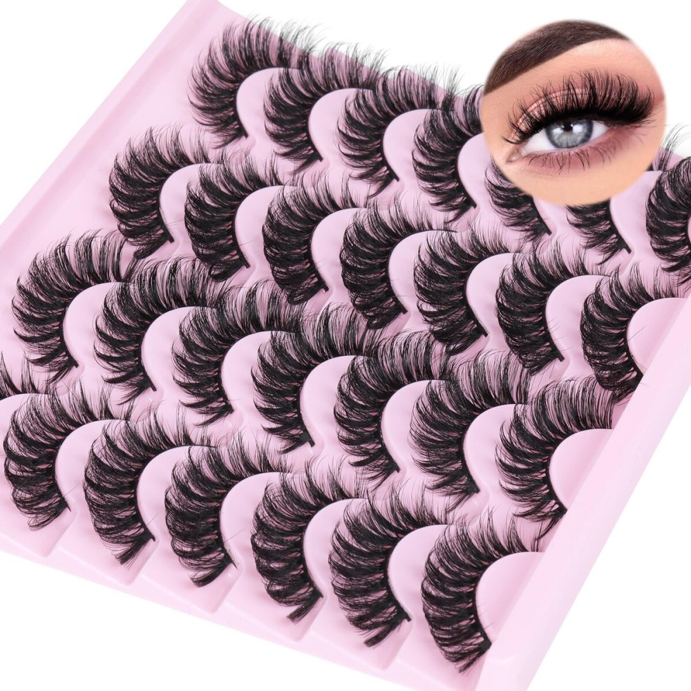 Natural False Eyelashes Cat Eye Lashes Mink Lashes Pack Wispy Fake Eyelashes 14 Pairs Strip False Lashes Multipack by TNFVLONEINS