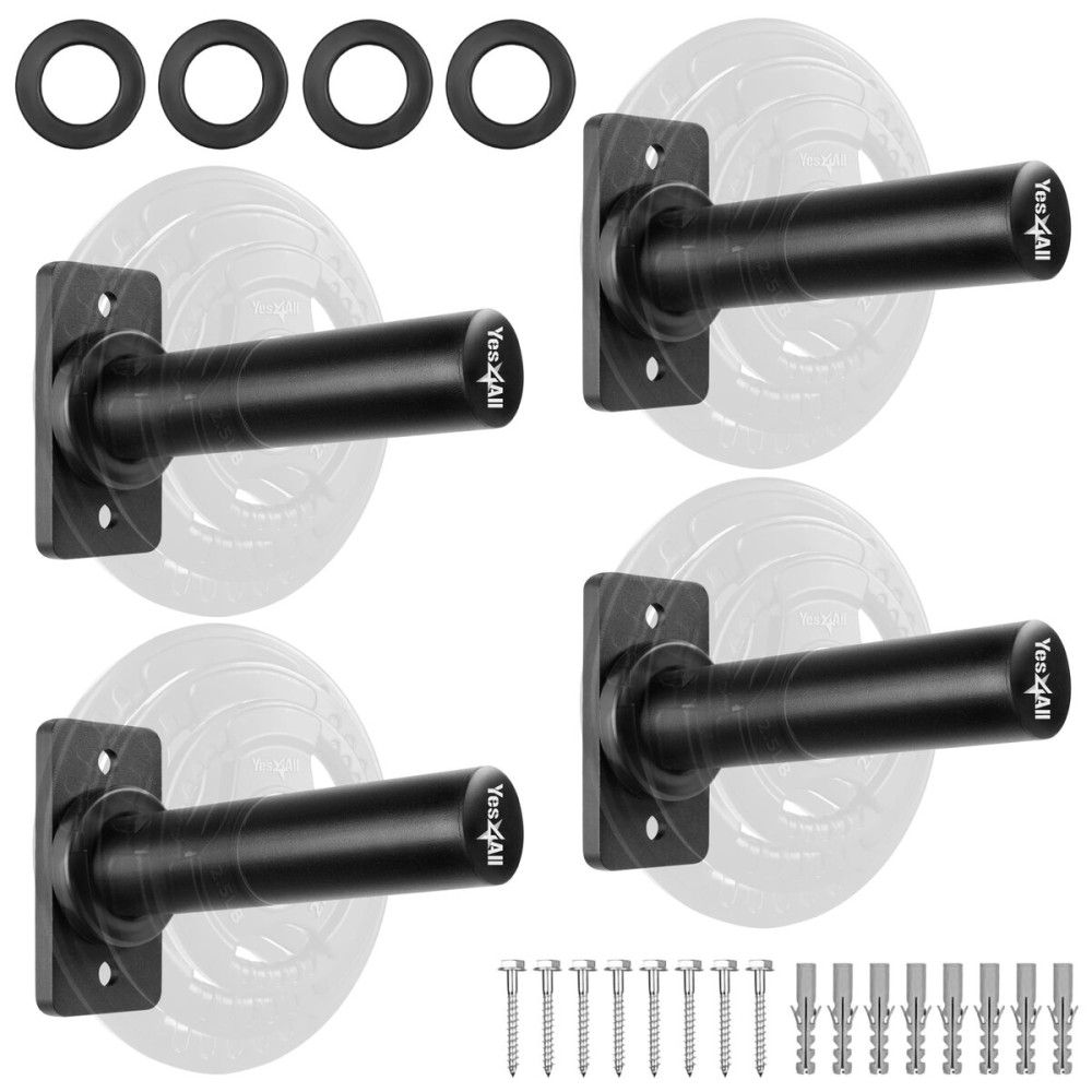 Yes4All Wall Mounted Weight Plate Holder, Fit 2 Olympic Weight Plates with Maximum 550lbs Capacity Set of 4