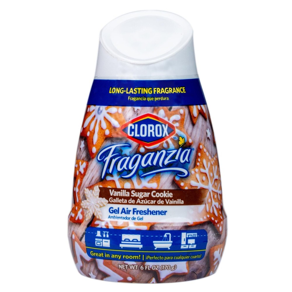 Clorox Fraganzia Gel Air Freshener Cone, Vanilla Sugar Cookie Scent - No-Plug, Battery-Free Air Freshener for Small Rooms, Closets, Kitchens, Bathrooms, Offices and More, 6 Ounce