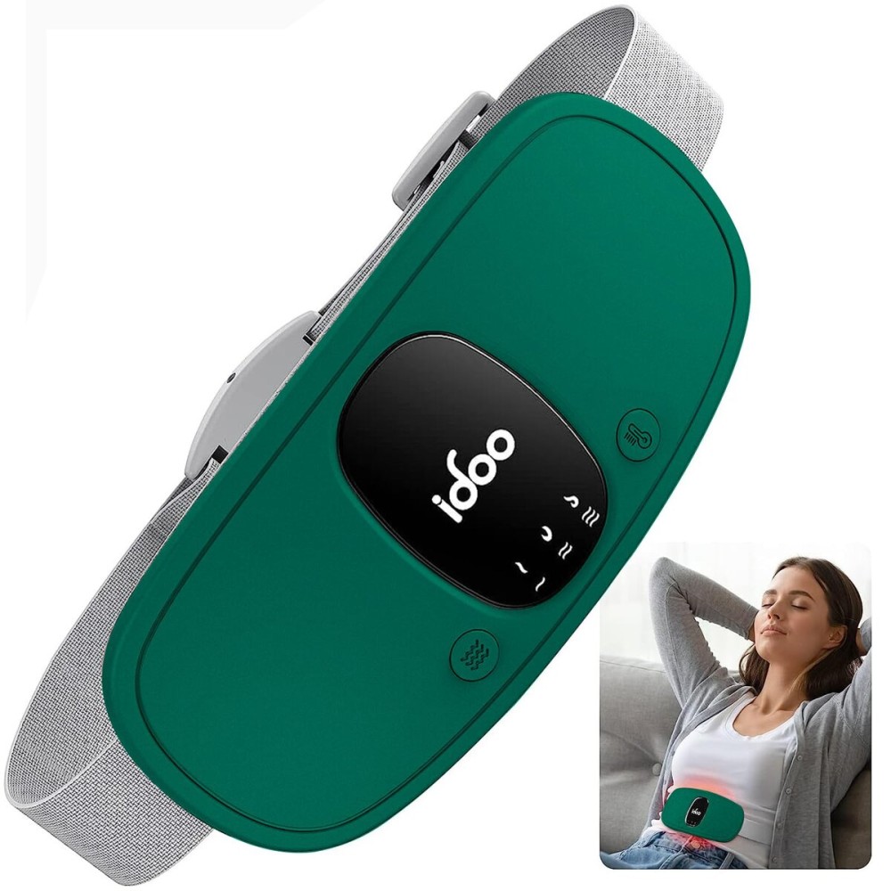 iDOO Travel Heating Pad, FSA Eligible Item, Portable Heating Pad for Period Cramps with 3 Heat Levels and 3 Massage Modes, Menstrual Heating Pads for Women, Gifts for Girlfriend Mom Wife Women (Green)