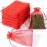 Hopttreely 100pcs Sheer Organza Bags, Red Jewelry Gift Bags, 4x6inch Christmas Wedding Favor Bags with Drawstring, Small Mesh Gift Pouches Mini Candy Bags for Valentienes Party