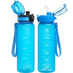 OLDLEY Kids Water Bottle for School, 17 oz (2 lids) BPA-Free Reusable Leak-proof Durable Tritan Plastic Water Bottles with Straw & Chug Lids, Anti-dust Spout Cover (Blue)
