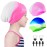 2 Pack Kids Swim Caps for Long/Short Hair, Unisex Silicone Swimming Cap for Age 3-15 Children Toddler Youth Teen, Waterproof Shower Cap Bathing Hats for Girls Boys with Ear Plugs & Nose Clip-13
