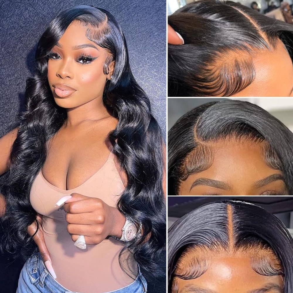 Hedy 4x4 Lace Front Wigs Human Hair Wigs for Black Women Pre Plucked with Baby Hair 220% Density Body Wave Glueless 10A Brazilian Lace Closure Wigs Human Hair Natural Color(20 Inch)