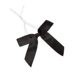 AKLVBL 50 Pack Black Satin Ribbon Twist Tie Bows for Treat Bags, Gift Bags, Bakery Candy Bags and Package Decorating Ribbon Bow, Bowknot for Gifts