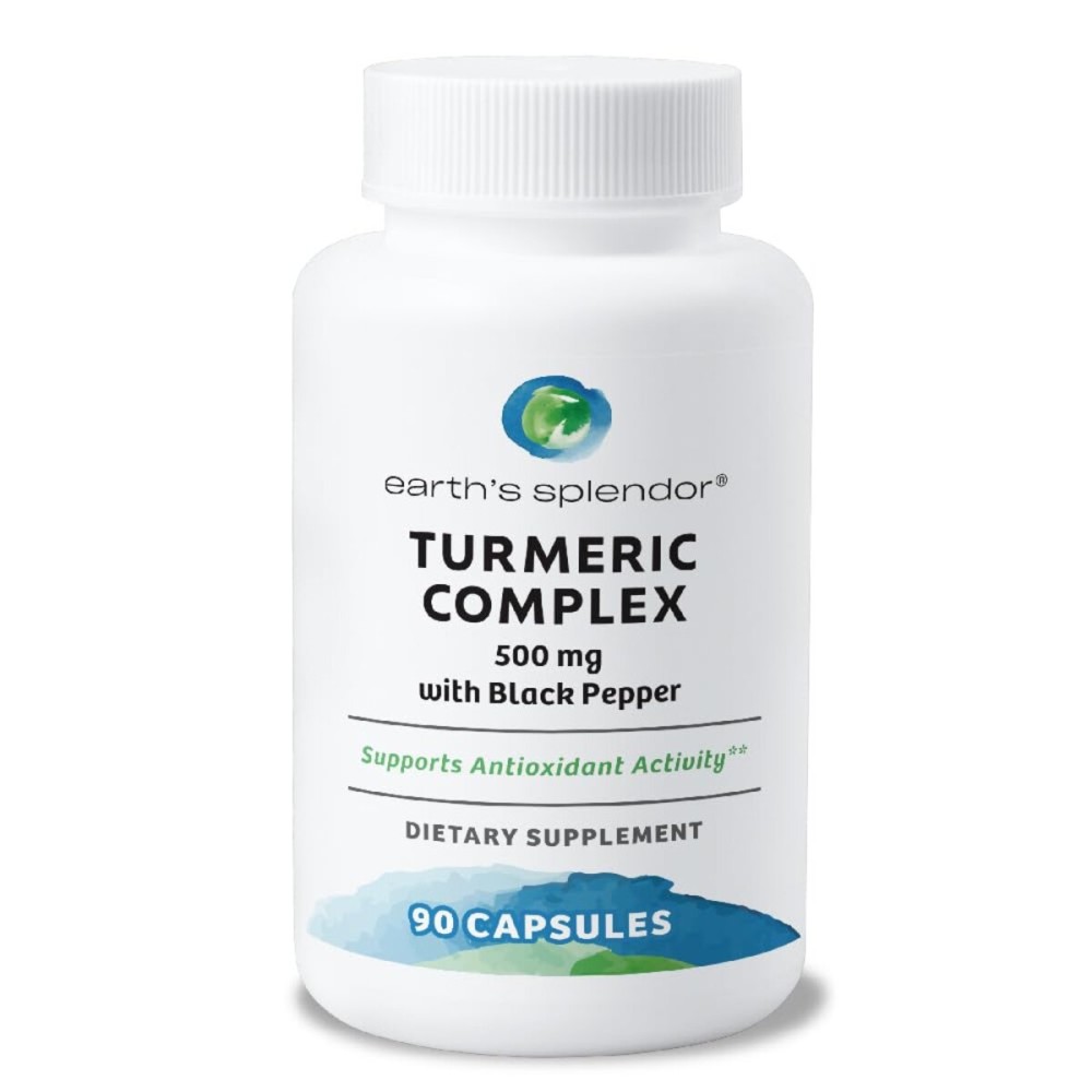 Earth\'s Splendor Turmeric Complex 500mg with Black Pepper, 90 Capsules - Supports Antioxidant Activity and Joint Health* - 1.5 Month Supply