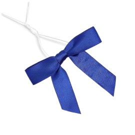 AKLVBL 50 Pack Blue Satin Ribbon Twist Tie Bows for Treat Bags, Gift Bags, Bakery Candy Bags and Package Decorating Ribbon Bow, Bowknot for Gifts