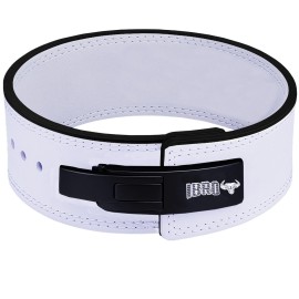IBRO Powerlifting Lever Gym Belt - Power 10MM Extreme Heavy Duty Genuine Leather Belts - Squats Deadlifts Bodybuilding Weight Lifting IPF Power Lifting Strongman for Men 10mm AllWhite XXL