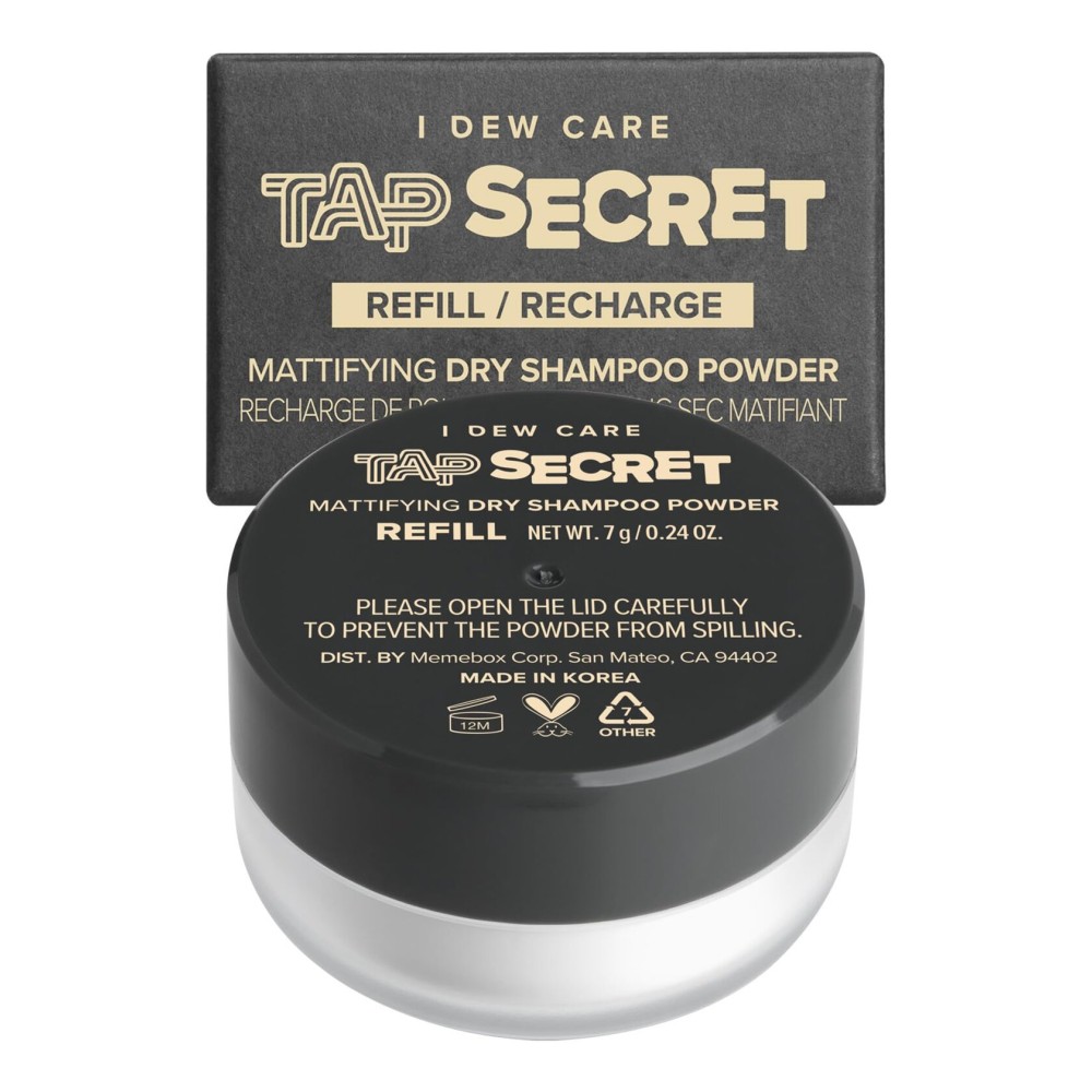 I DEW CARE Tap Secret Dry Shampoo Powder Refill with Biotin | Strengthening & Volumizing, Refillable, Travel size, Non-aerosol, Korean Ginseng, Dry Shampoo for Women, Women Stocking Stuffers, 0.24 Oz
