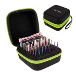 Lavinda Portable Nail Drill Bits Holder, (ONLY CASE) Dustproof Displayer Organizer Container, 64 Holes Efile Nail Bits Container Box Case with High Density Foam to Avoid Slipping & Scratches